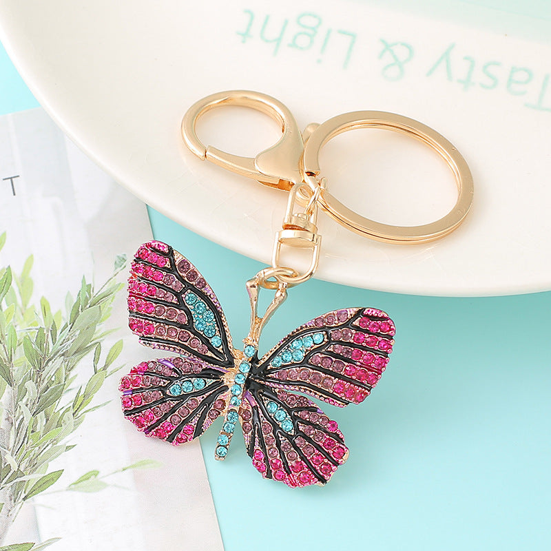 Wholesale Butterfly Diamond Inlaid Alloy Keychains